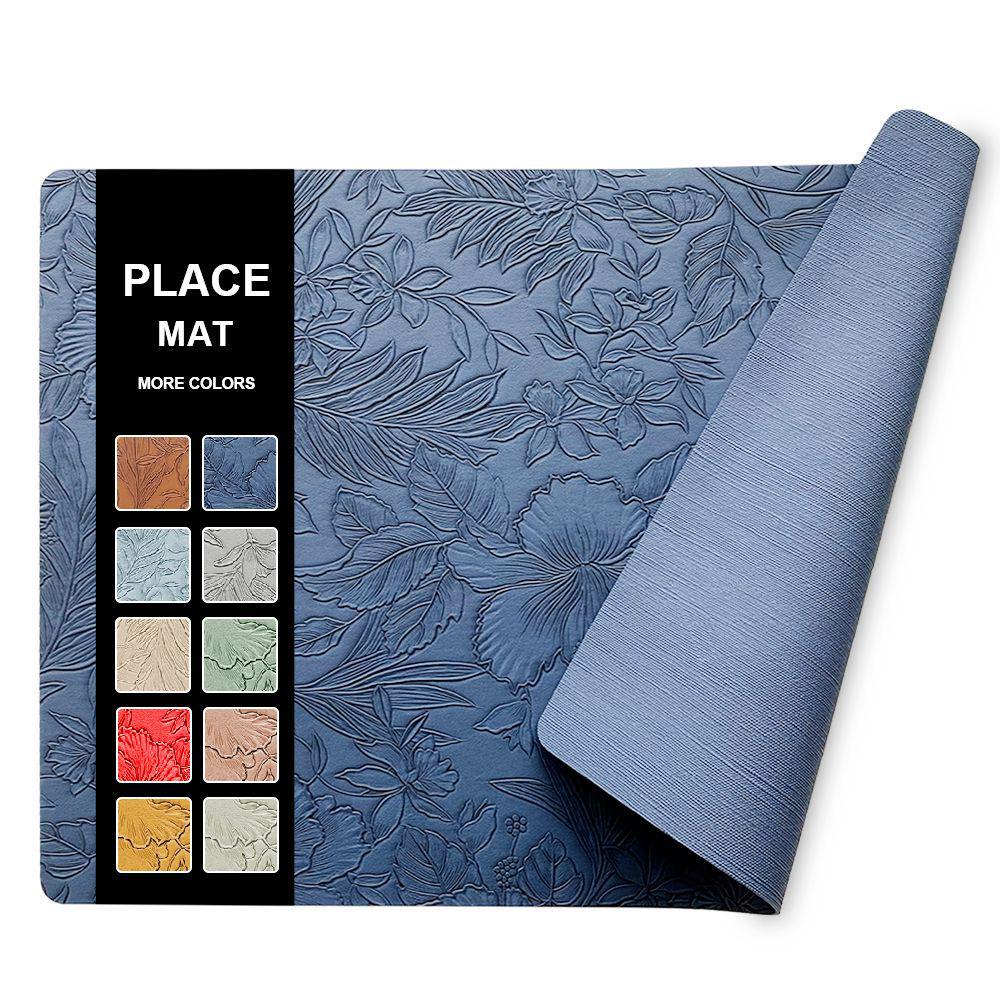 Nordic Light Luxury Double-Sided PU Leather Embossed Placemat, Non-Slip Heat Insulation Table Mat for Hotel & Home Use.