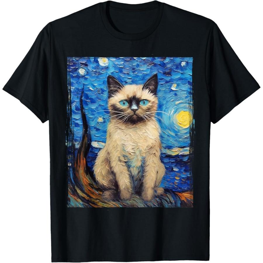 

Cute Siamese Cat art Van Gogh Siamese Cat T-Shirt XXXXXL чорний