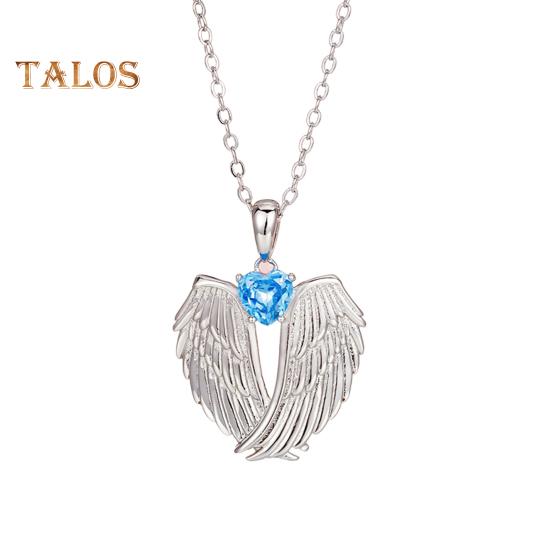 Angel Wings Necklace Rhinestone Hug Guardian Wings Pendant Necklace Zircon Birthstone Jewelry Gift for Her