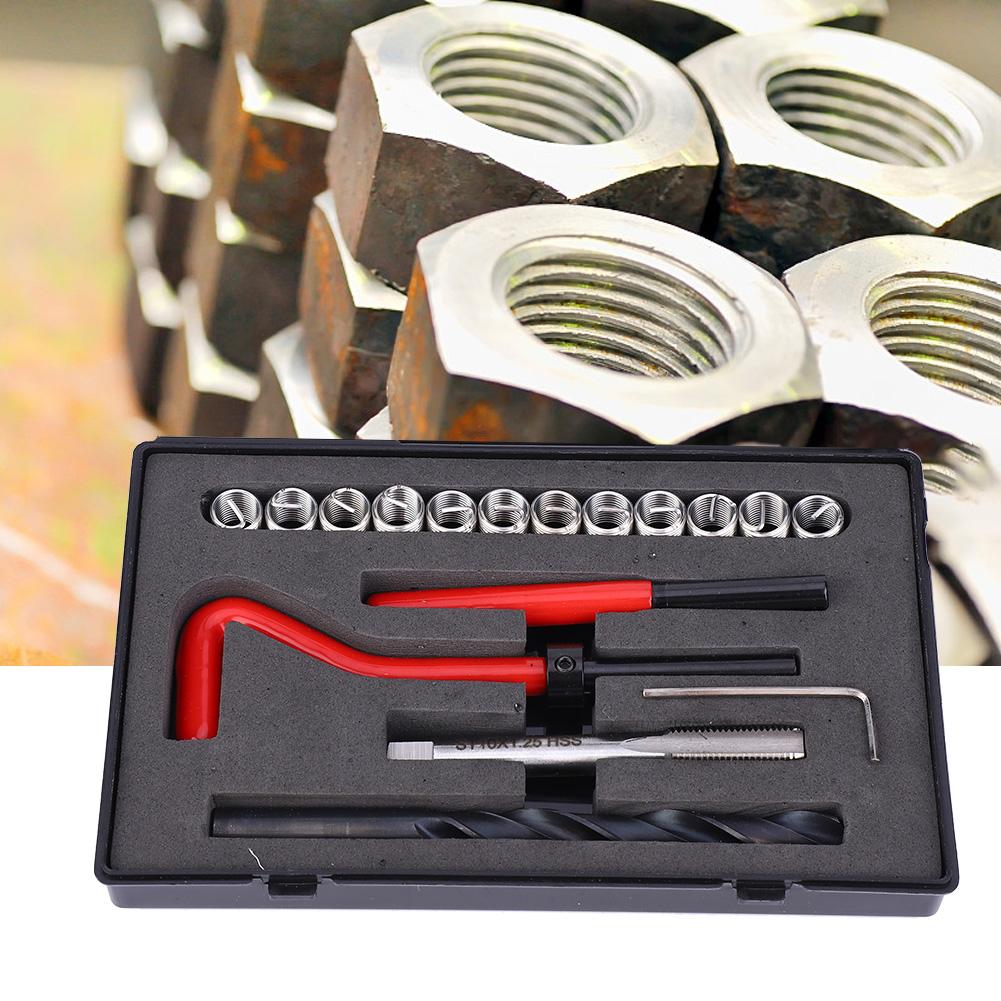 17 ks Sada na opravu závitů M10x1.25 Nerezová sada závitníků pro obnovu vnitřního závitu