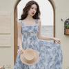 Spring Summer Sunscreen Cardigan with Suspender Dress High-end Fairy Style Super Fairy Forest Skirt