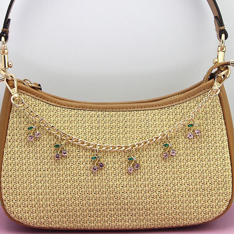 Temperament Glass Stone Red Cherry Chain Jewelry Bag Hanging Jewelry Bag Charm Bag Accessories