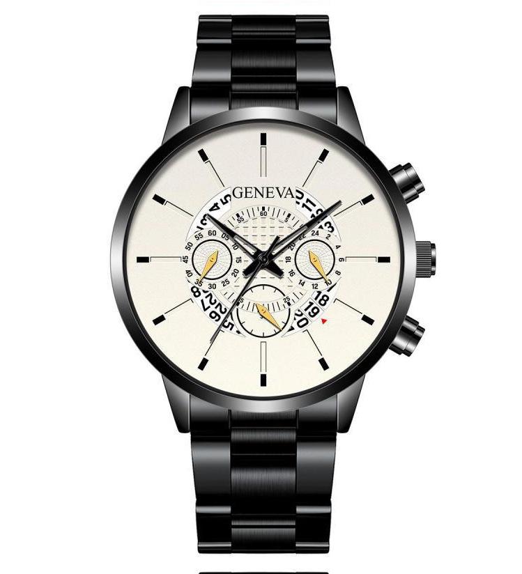 Men'S Large Surface Hands Simple Rice Line Date Mesh Strap Watch Creative Quartz Stainless Steel Watch