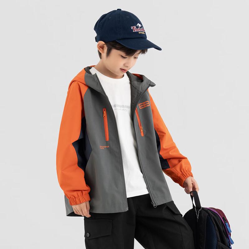 Boys' Outdoor Three-Color Splice Hooded Softshell Jacket