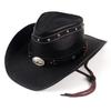 Classic Western Men's Cowboy Hat Women Cowgirl Cap Faux Leather Black Outdoor Gentleman Sombrero Hombre With Windproof Rope