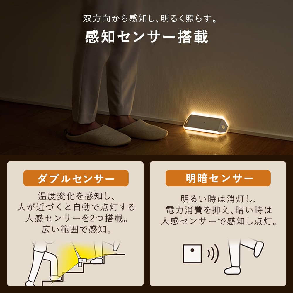 Iris Ohyama Battery-Powered Indoor Sensor Light, Freestanding, Automatic On/Continuous Lighting, Corridor Type BSL-RWMS
