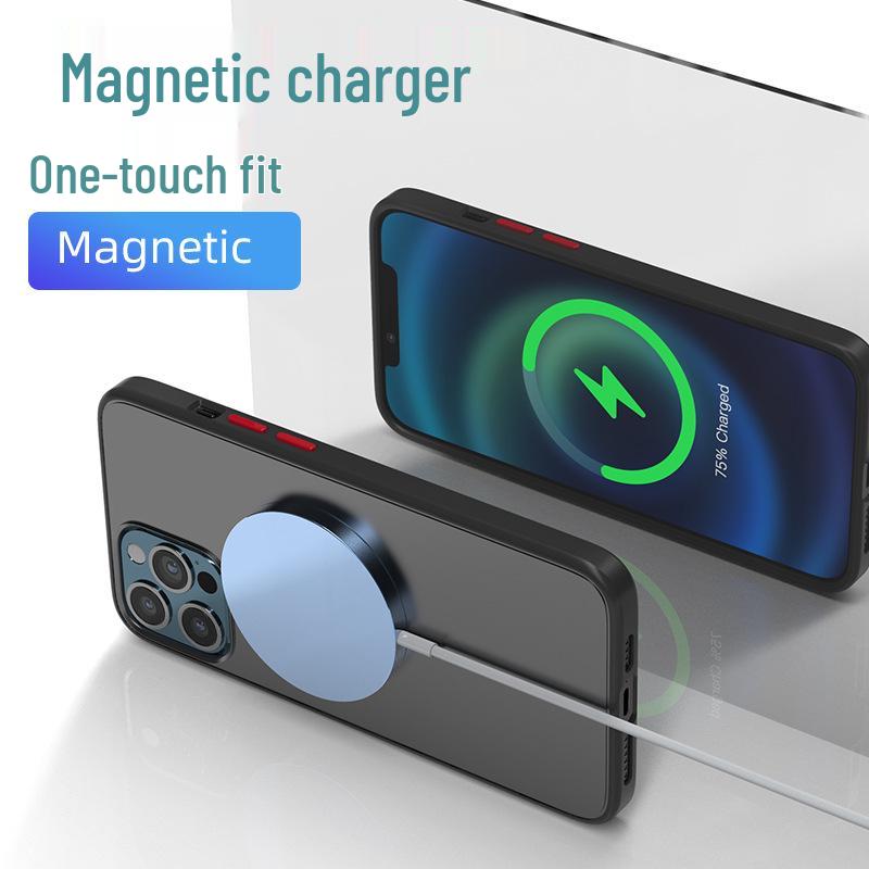 

Magnetic Wireless Charger for Apple Phones - Fast Charging QI2MPP Black Aluminum Base + Acrylic Cover