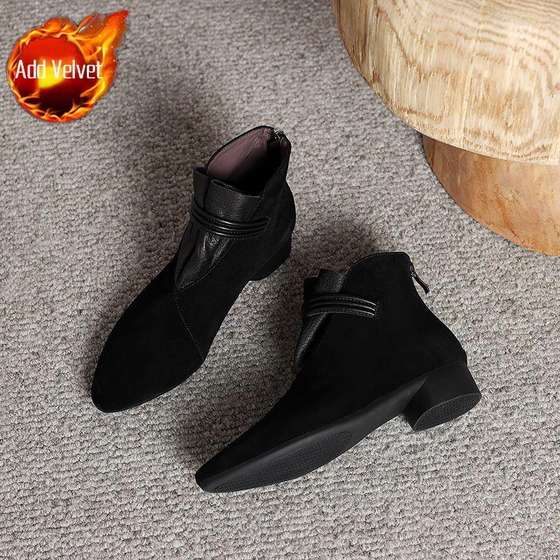 Fashion Elegant with Low Heels Pointed Toe Women's Ankle Boots Autumn Winter Booties Goth Designer Luxury Warm Female Short Shoes Sale