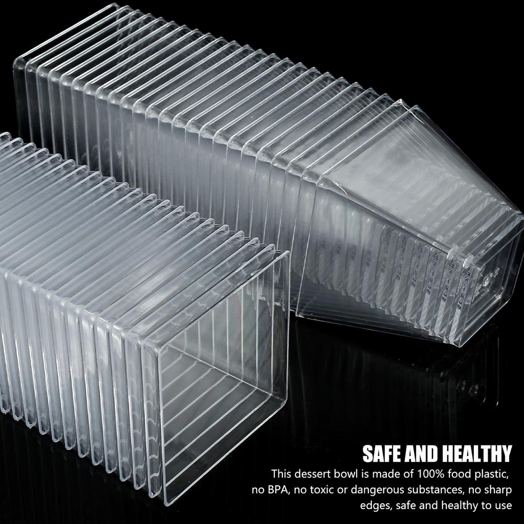 50Pcs Dessert Cup with Lid Spoon Clear Plastic 2oz/60ml Mini Dessert Pot Disposable Cups for Dessert Pudding Mousse Yogurt Snack