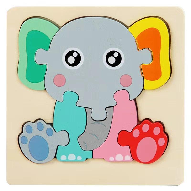 Wooden Children'S Early Education Enlightenment Diagram Type Cognitive Color Discrimination Exercise Hand-Eye Coordination Puzzle Cartoon Toy Puzzle