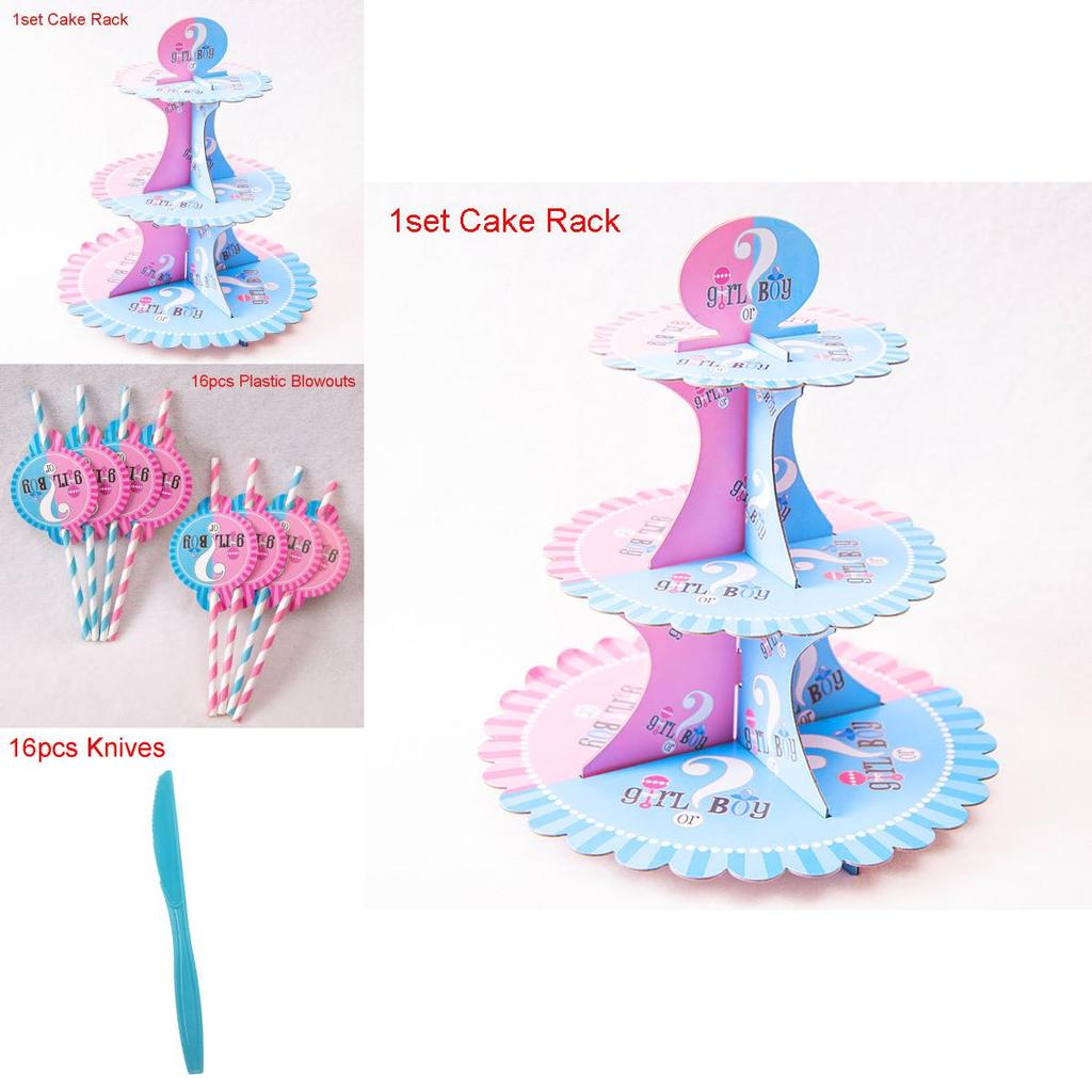 Elegant Baby Gender Reveal Party Decoration Boy Or Girl Disposable Tableware Set