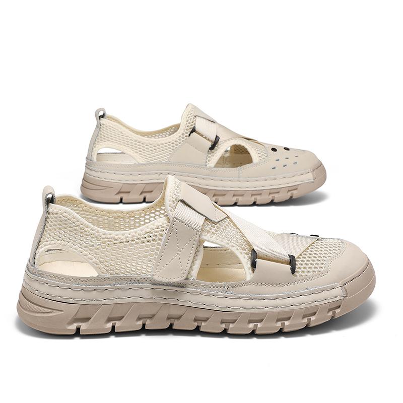 

Летние мужские сандалии из натуральной кожи, мужская повседневная обувь, римская мужская обувь, уличные мужские кожаные сандалии для мужчин, пляжная обувь 38 бежевый