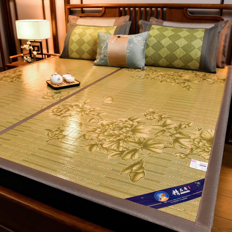 Bamboo Ice Silk Summer Cooling Mat: Foldable Double-Sided Mat for Dormitory or Home, 1.8m