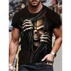 New Men's Horror Skull Print T-Shirt 3D  O-Neck Short Sleeve Fashion Oversized T-Shirts Men's Summer Street Clothing