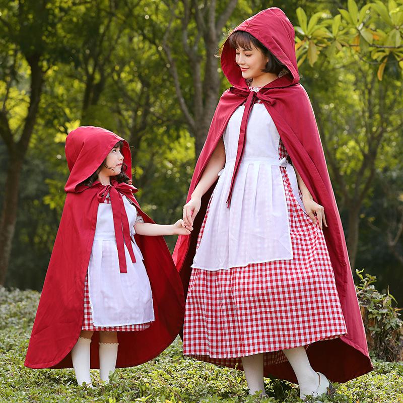 Pinse's Rotkäppchen-Kostüm: Märchen Halloween & Bühnenauftritt Outfit für Eltern-Kind-Kleidung.