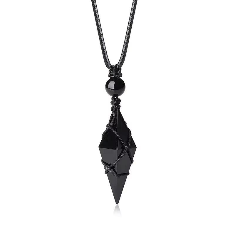 Unisex Starry Sky Obsidian Pendant Necklace - Trendy Couple Gift