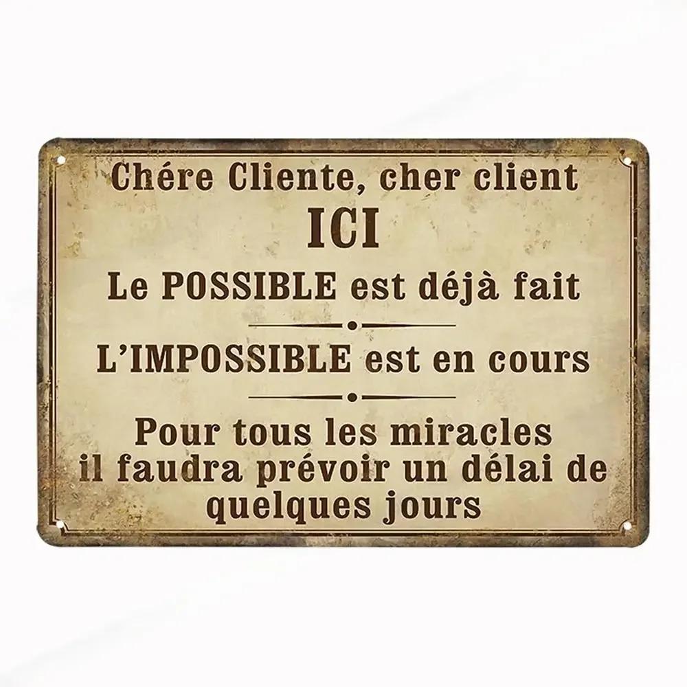 French Vintage Metal CUISINE Signs Decor Posters Plaque Retro Tin Sign Bar Pub Club Wall Decor Painting Decorative Plate