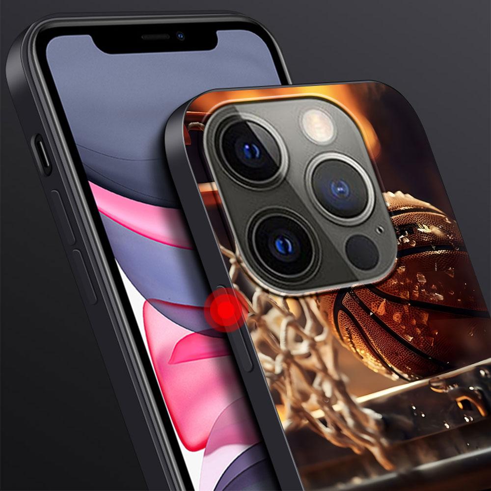 Basketball Basket Sports Case for Apple iPhone 14 11 7 SE 2020 8 X XS 13 12 Mini XR 15 Pro Max Silicone Black Soft Phone Cover