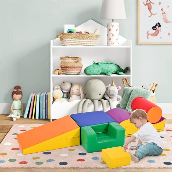 Children Building Blocks 6Pcs/Set Vibrant Color Faux Leather Parent-child Interaction Long-lasting Kids Climbing Giant Toys Soft