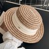 French retro flat top straw hat women's summer seaside beach vacation sun hat sunshade sun protection hat straw top hat