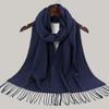 Solid Color Cashmere Scarf With Tassel Pashmina Fashion Custom Logo Women Shawl Wram Thicken Neck Protection190*32Cm