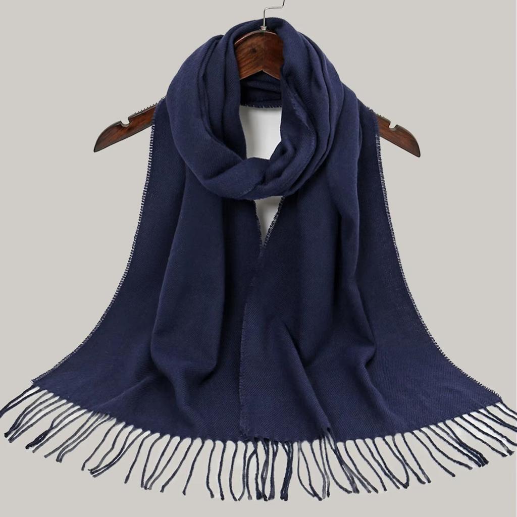 Solid Color Cashmere Scarf With Tassel Pashmina Fashion Custom Logo Women Shawl Wram Thicken Neck Protection190*32Cm