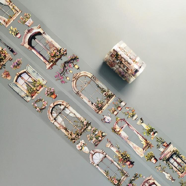 Flower Decorative Tape Water Resistant PET Tape Aesthetic Scrapbooking Tape for Journal Photo Album Planner Wrapping