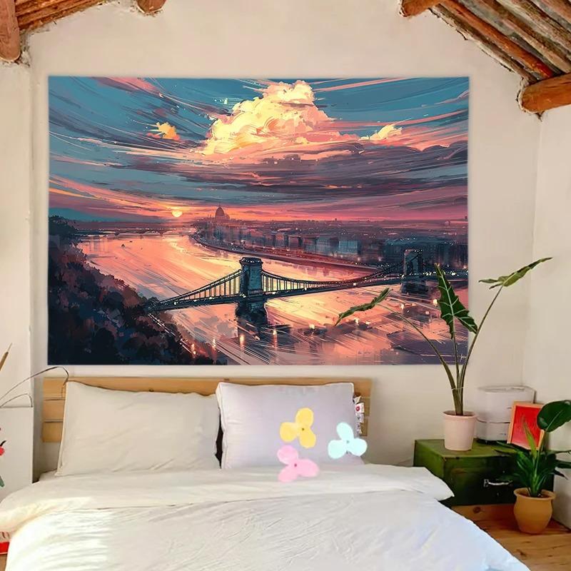 Sea View Mount Fuji Pattern Bedroom Living Room Tapestry Home Wall Decoration Tapestry