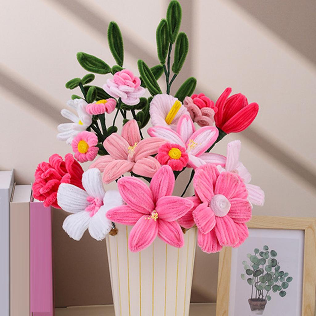 550Pcs Plush Stems Flower Craft Set with Instruction for Vase Flower Arrangements Wedding Table Centerpieces Decoration