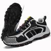 Fashion Men Hiking Shoes Leather Outdoor Trail Running Shoes Anti-slip Casual Hiking Training Sneakers Zapatillas Para Hombre Masculino