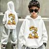 Y2K Cartoon Excavator Digital Double-sided Printed Children's Hooded Sweatshirt for Large Size, Loose-fitting Pullover Hoodie