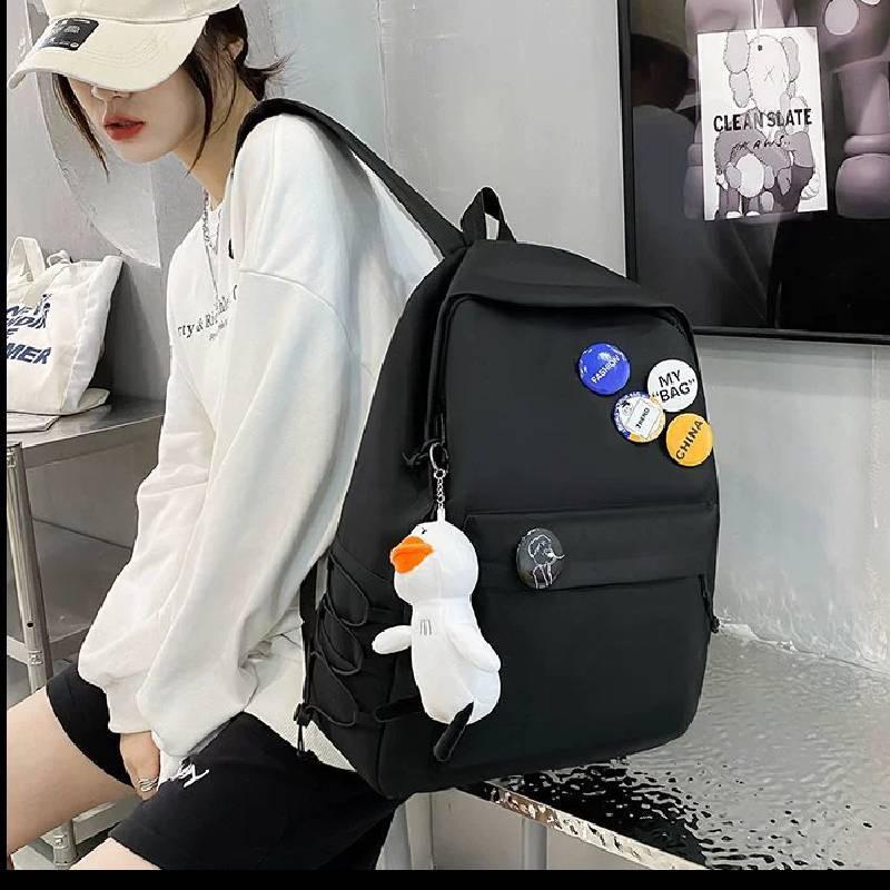 Color Solid Shoulder Baglarge Capacity Travel Backpack Leisure Junior Student