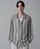 WEGO Striped Mesh Big Long Size Gray Men's Shirt, Sleeve, Summer/Autumn Clothing, Streetwear, Gift, M,