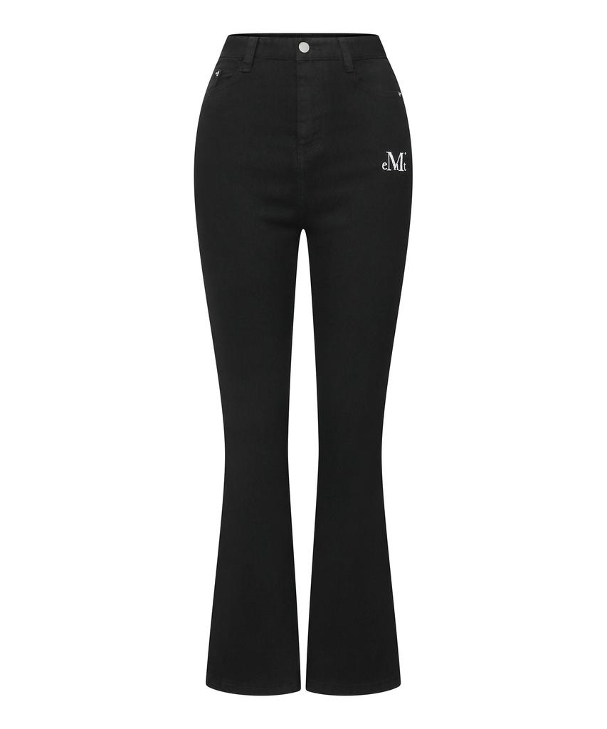 Mucent Lacsen Crack Back Lettering Bootcut Pants