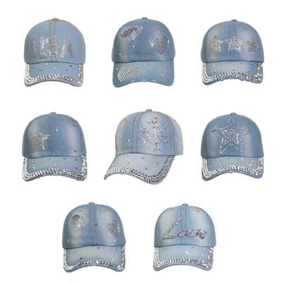 Cappello di Jeans Impreziosito da Strass per Snellire il Viso Cappello per Adulti Cappello da Baseball Scintillante per l'Uso Quotidiano