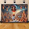 2D Night Snowy Forest Santa Xmas Photography Backdrop Banner