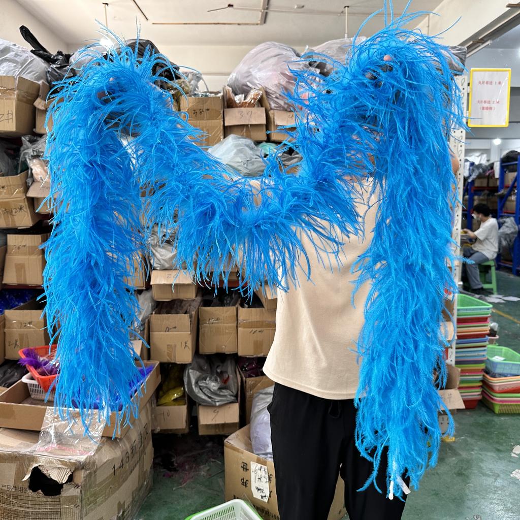 DIY 1/2/3/6/10 Ply Natural White Ostrich Feathers Boa Trim for Craft Wedding Party Festival Clothing Decoration Plumes Shawl 2M