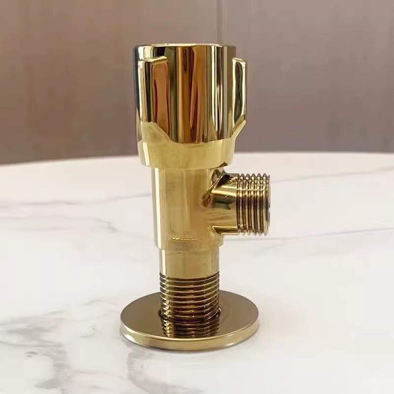 Gold Angle Valve Brass Wall Mount Angle Valve for Toilet Universal Stop Chrome Water Triangle Valve for Faucet and Toilet