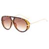 European and American vintage large-frame classic double-beam metal sunglasses, personalized outdoor UV protection trendy men's and women's sunglasses