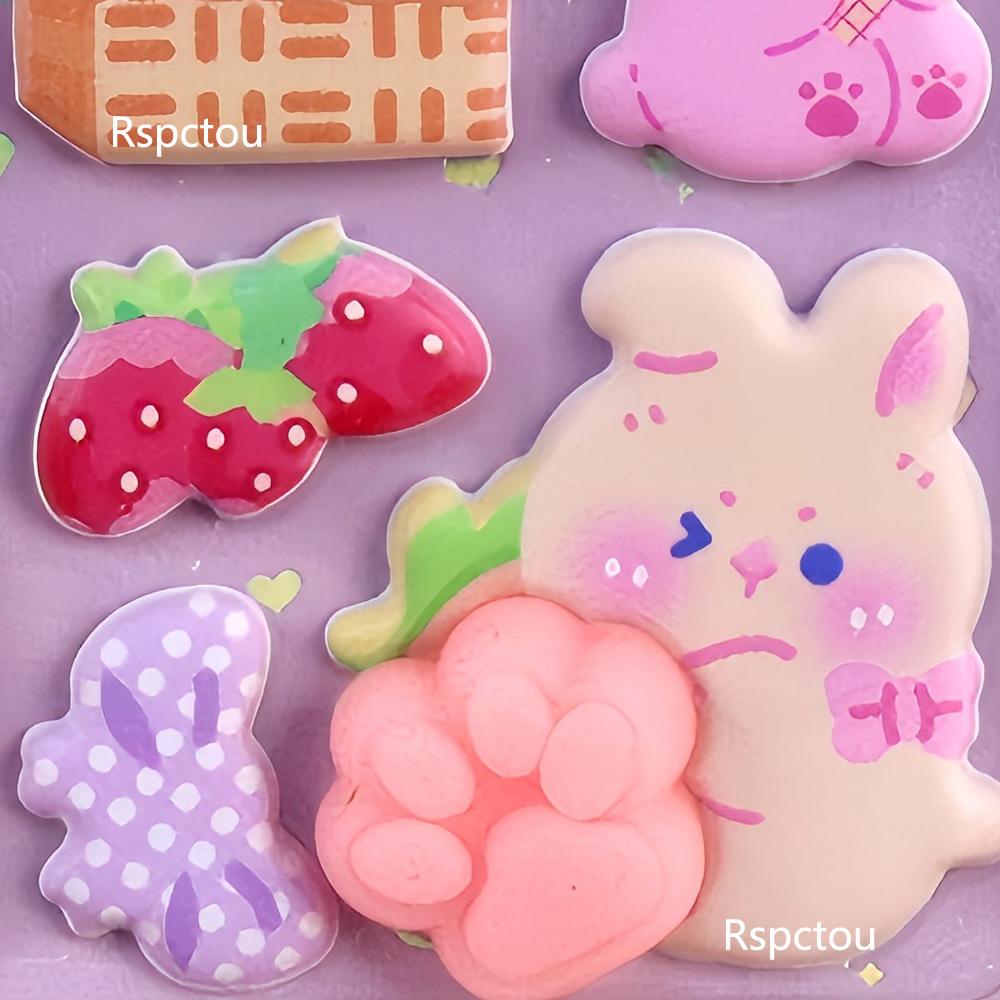 4pcs Cartoon Rabbit Soft Cat Claw 3D Bubble Stickers Kawaii Stress Puffy Squishy Sticker Toy DIY Phone Laptop Reward Gift