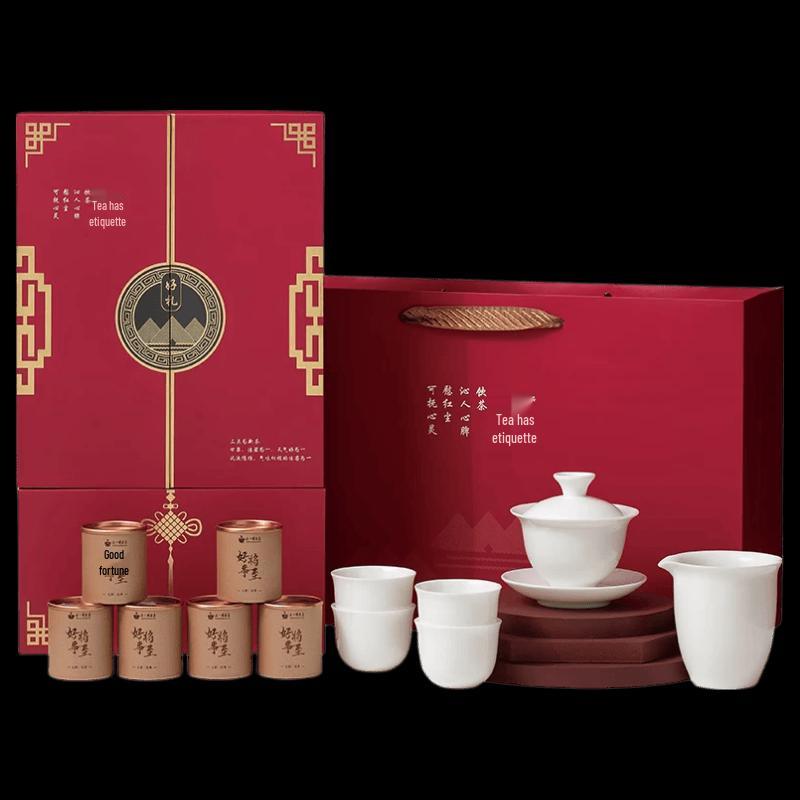 Hand-Painted Gold-Rimmed Ceramic Tea Set