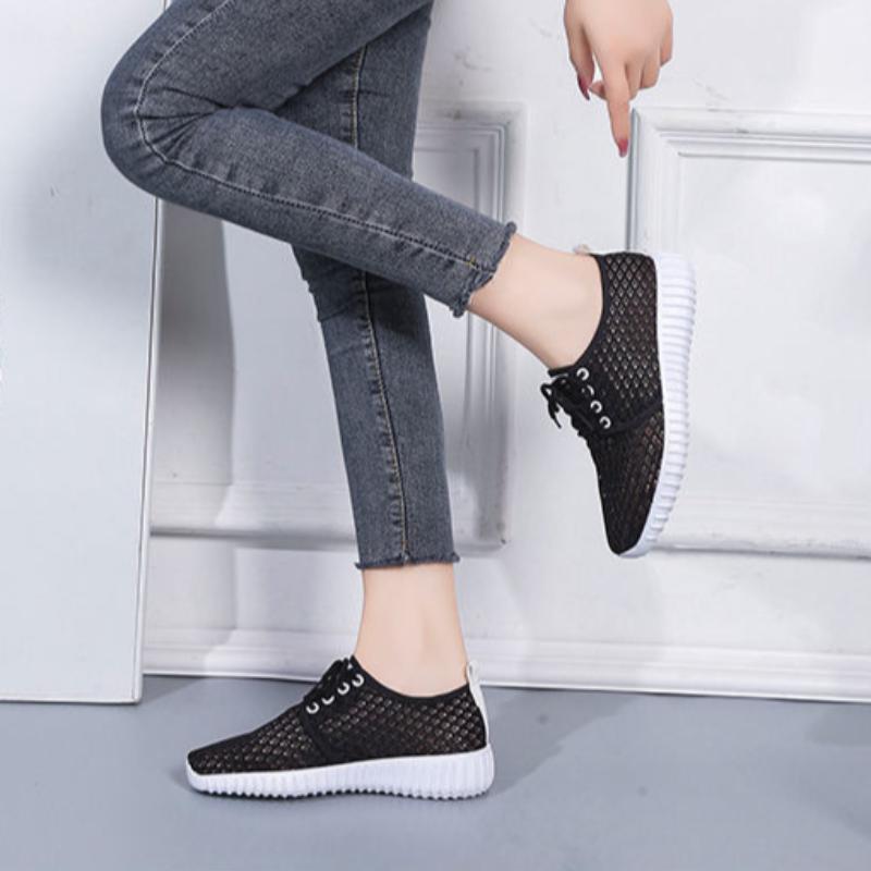 Atmungsaktive Mesh-Schuhe Damen Sommer Stoffschuhe Hohles Mesh Sportliche Freizeitschuhe Leichte Laufschuhe