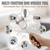 Sink Drain Wrench Multifunctional Plumber Installation Tool With 7 Interchangeable Die Heads Tight Space Faucet Wrench Hand Tool