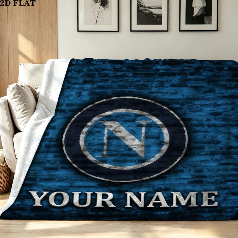 1PC SSC Napoli Custom Name Patterned Flannel Blanket Suitable For All Seasons for Home Decor Warmth and Comfort Gifts Holiday Present