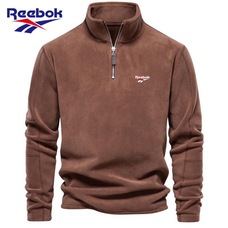 

Reebok 2026 Чоловіча осінньо-зимова новинка з вишивкою, зі стійкою-комірцем, напівблискавкою, з довгим рукавом, світшот, модний повсякденний флісовий топ XL