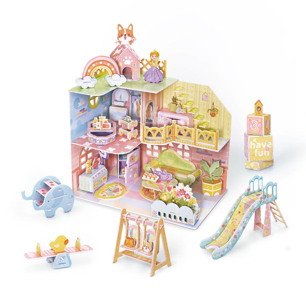 Non-Toxic Miniature Doll House Kit Handmade 3D Puzzle Assemble Model Building Toys Room Decoration Paperboard Craft Children Birthday Gift