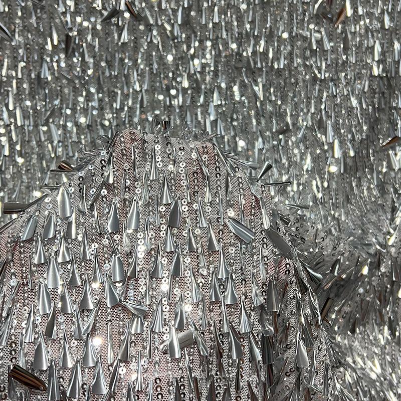 Sequined Embroidery Fabric Sparkly Stretch Stage Costume DIY Dance Dress Fabric by Yard Clothing Evening Gown Sewing Material
