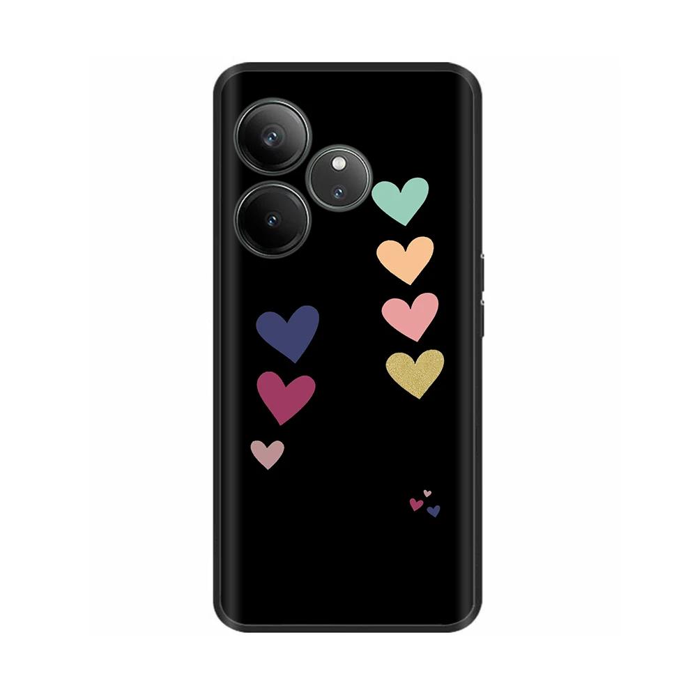For Realme GT 6 GT 6T Case Black Silicone Luxury Bumper Cute Soft TPU Phone Cases For Realme GT6 5G Cover Shells Coque 6.78''