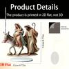 2D Flat Bohemian Style Acrylic Desktop Decoration, Maria, Joseph & Child on Donkey, Suitable for wall decoration, porch, room, villa, accents Home, Ha