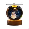2.4inch 3D Artificial Crystal Ball Night Light Desk Decoration Wooden Base for Housewarming,